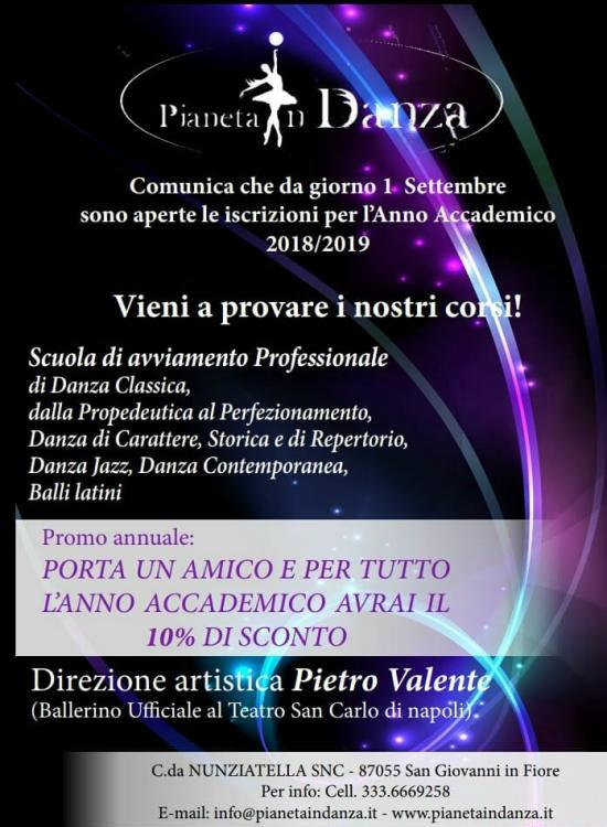 Pianeta in Danza - San Giovanni in Fiore (CS) Pianeta in Danza - San Giovanni in Fiore (CS) - Scuola di Avviamento Professionale di Danza Classica, Moderna Hip Hop - Sara De Paola Valente - Direzione Artistica Pietro Valente