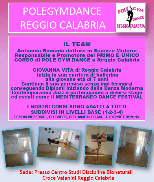 Pole Gym Dance Reggio Calabria - Antonino Roman dottore in Scienze Motorie responsabile e Promotore del primo e unico corso di Pole Gym Dance a Reggio Calabria